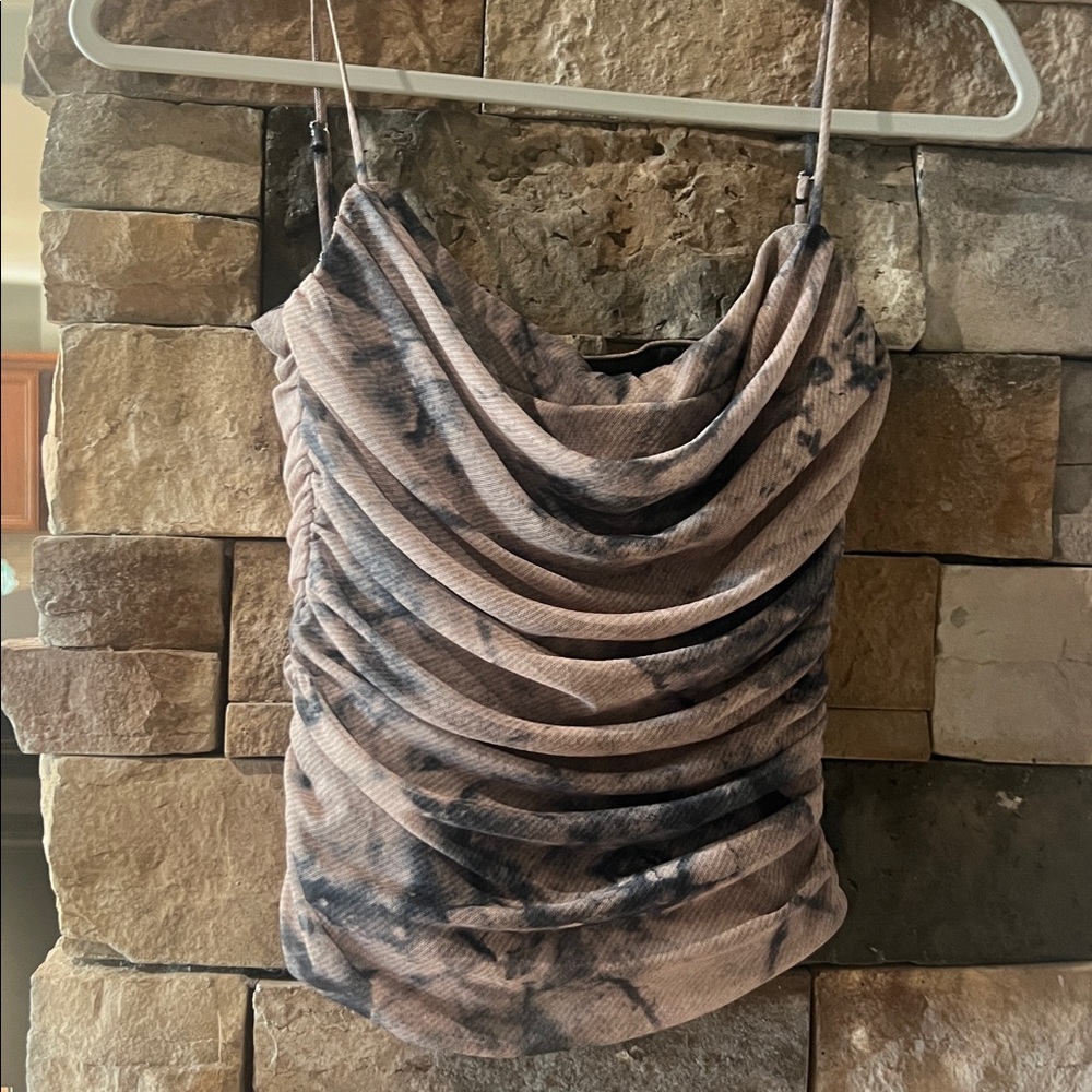 Zara Black and Tan Draped Top